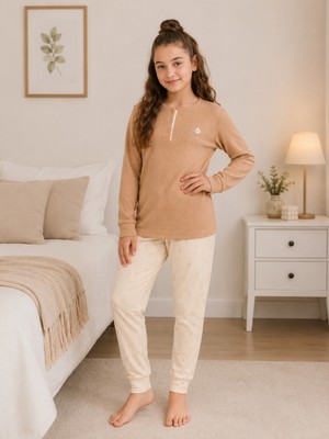 Formo Kız Çocuk %100 Doğal Pamuk Manşet Paça Uzun Kollu Pijama Takımı