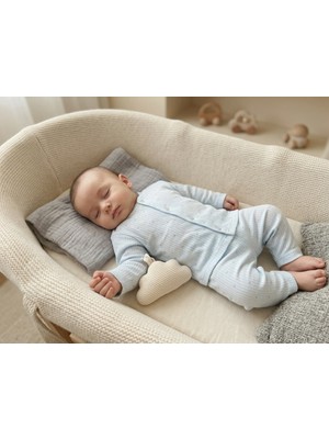 Bambik Beberium Bebe Mavi Çıtçıtlı Bebek Pijama Takımı (6-12 Ay) – Unisex Fitilli 2'li Pijama Seti