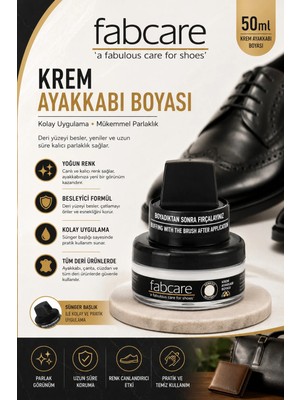 Fabcare Renksiz Krem Ayakkabı Boyası 50 ml – Sünger Başlıklı Deri Bakım ve Parlatıcı