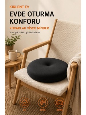 Kırlent Ev Visco Ortopedik Oturma Simidi – Ağrı Karşıtı Destek Yastığı – Hemoroid Oturma Minderi