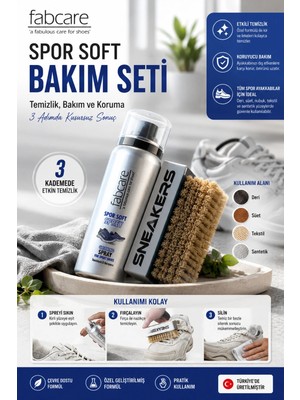 Fabcare Spor Soft Ayakkabı Bakım Seti – Sprey + Özel Temizlik Fırçası | 125 ml