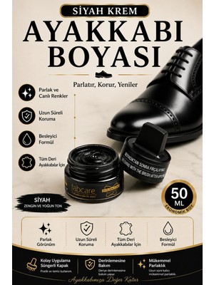Fabcare Siyah Krem Ayakkabı Boyası 50 ml – Deri Ayakkabı Bakım ve Parlatıcı Krem