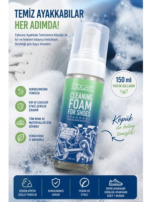 Fabcare Ayakkabı Temizleme Köpüğü 150 ml (Spor Ayakkabı, Deri Ayakkabı Temizleyicisi)
