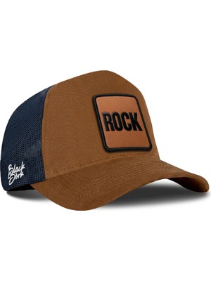 BlackBörk Rock Logolu Camel-Lacivert Trucker Şapka