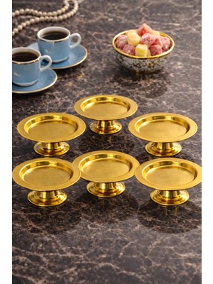 Empressco 6'lı Gold Dekoratif Lokumluk Kahve Metal Sunumluk Şekerlik Makaronluk 6 Adet