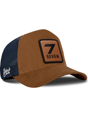 BlackBörk 7  Numara Logolu Camel-Lacivert Trucker Şapka