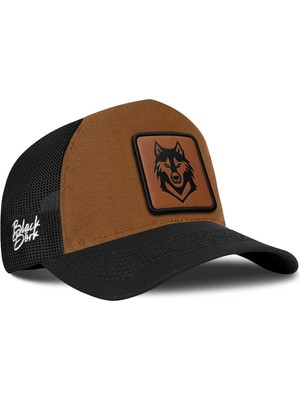 BlackBörk Kurt Logolu Siyah-Camel Trucker Şapka