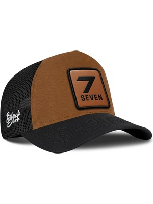BlackBörk 7  Numara Logolu Siyah-Camel Trucker Şapka