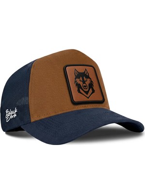 BlackBörk Kurt Logolu Lacivert-Camel Trucker Şapka