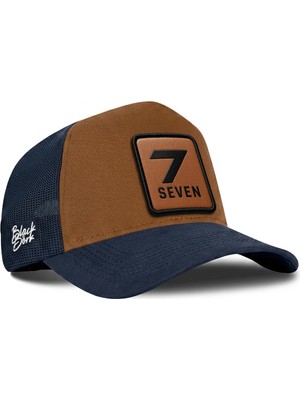 BlackBörk 7  Numara Logolu Lacivert-Camel Trucker Şapka