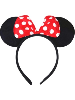 TeknoKapsül Kırmızı Fiyonklu Minnie Mouse Taç Fare Tacı Kafa Bandı