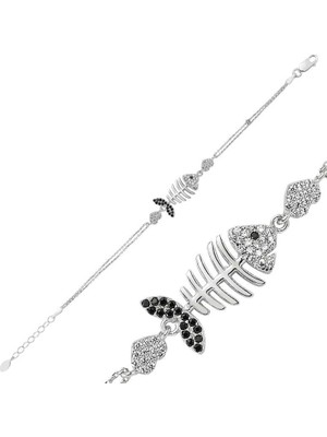 Inure Jewelry Gümüş Kalpli Balık Bayan Bileklik