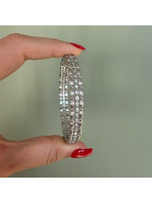 Nes Design Taşlı Vintage Silver Kelepçe