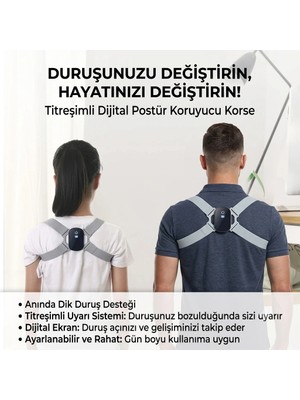 TeknoKapsül Dijital Ekran Titreşimli Dik Durma Korsesi
