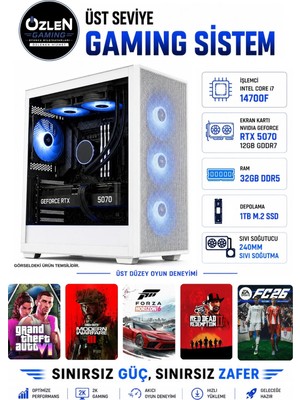 Özlen XL51 İ7 14700F RTX 5070 12GB 32GB DDR5 RAM 1TB M.2 SSD Üst Seviye Beyaz Oyuncu Bilgisayarı