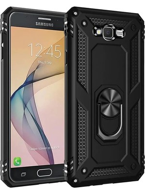 TeknoKapsül Newface Samsung Galaxy J7 Kılıf Sofya Yüzüklü Silikon Kapak - Siyah