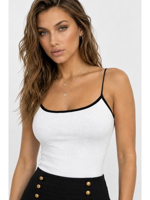 Neden Tekstil Kontrast Şeritli Triko Atlet Body