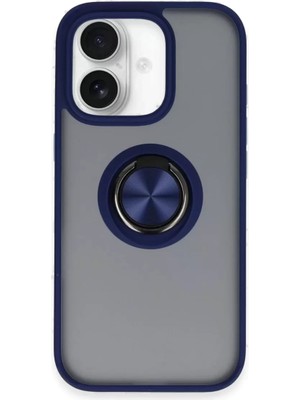 TeknoKapsül Newface Apple Iphone 16 Kılıf Montreal Yüzüklü Silikon Kapak - Lacivert