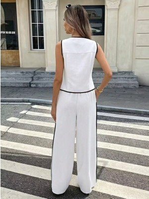 Demir Grup cc Kadın Kolsuz önü Düğmeli Yelek Ve Pantolon Ikili Takım
