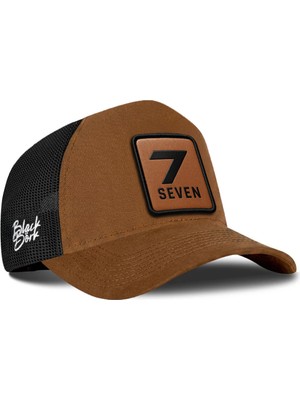 BlackBörk 7  Numara Logolu Camel-Siyah Trucker Şapka