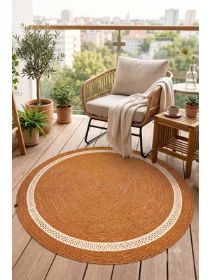 Tropikal Home Jüt Hasır Yuvarlak Kilim Halı Yolluk Dekoratif Örgü Halı Doğal Görünümlü Bohem Kilim Salon Oturma Odası Balkon Mutfak Yatak Odası Koridor