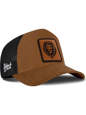 BlackBörk Aslan Logolu Camel-Siyah Trucker Şapka