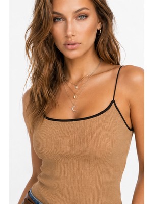 Neden Tekstil Kontrast Şeritli Triko Atlet Body