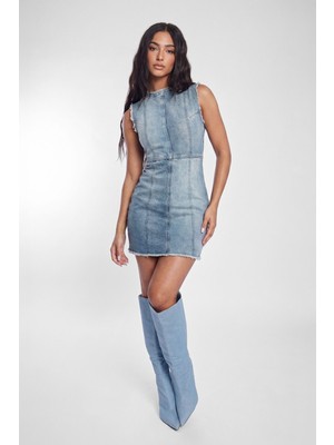 Banny Jeans Kadın Kolsuz Jean Elbise
