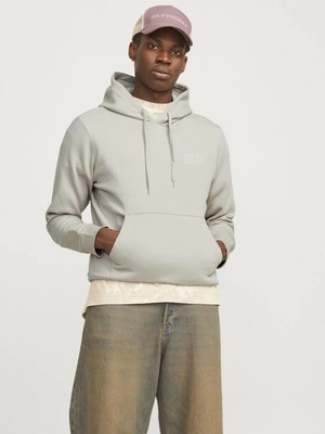 Jack & Jones Jjecorp Logo Sweat Hood Noos Erkek Sweat 12152840 Detail:small Print/moonbeam/moonbeam