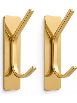 Microcase Yapışkanlı Metal Banyo Mutfak Eşya Havlu Vb Ürün Askılığı Gold 2 Adet AL002