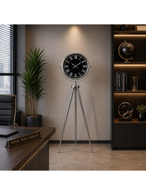 Marsilyan Krom Imperial 150 x 45 cm Metal Tripod Ayaklı Saat