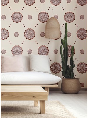 S Digital Bohem Mandala Desenli Şeffaf Duvar Sticker Seti – 120X110 cm - Salon, Oturma Odası Uyumlu - Kendinden Yapışkanlı Pvc Folyo