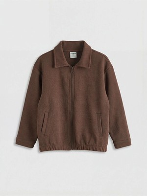 LC Waikiki Lcw Kids Kahverengi Gömlek Yaka Erkek Çocuk Ceket