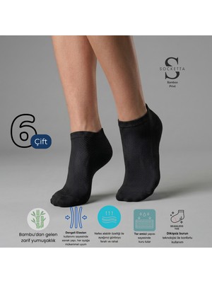 Socketta Kadın Bambu Dikişsiz 6'li Özel Dokulu Soket Çorap – Premium