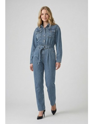 Banny Jeans Kadın Oversize Jean Tulum Mavi