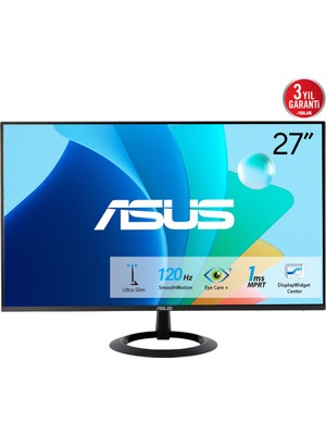 Asus VZ279HG 27" 1ms, 120Hz, Full Hd, Hdmı, Vga, IPS Led, Çerçevesiz Tasarım, Düşük Mavi Işık, Freesync Gamıng Monitör