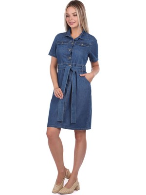 Banny Jeans Kemer Detaylı Jean Elbise