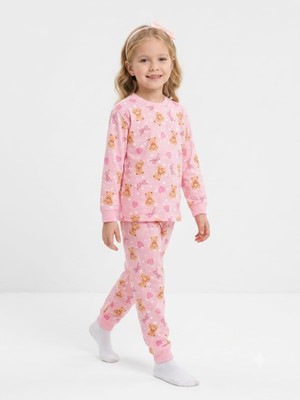 Isobel Yeni Sezon Kalp Ayıcık Baskı % 100 Pamuk Kız Çocuk Pijama Takımı