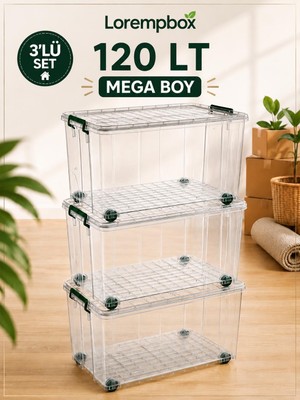 Lorempbox 120 Lt Mega Boy Tekerlekli Saklama Kutusu 3’lü Set