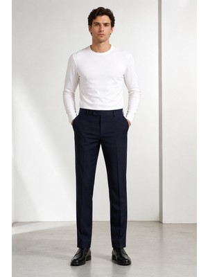 Bihan Store Erkek Düz Kesim Zeta Gabardin Kumaş Slim Fit Pantolon 2026-LACIVERT