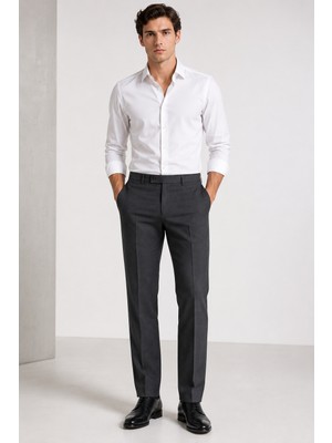 Bihan Store Erkek Düz Kesim Zeta Gabardin Kumaş Slim Fit Pantolon 2026-FÜME