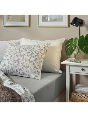 IKEA Tek Kişilik Gri Lastikli Çarşaf 90X200 cm - Pamuklu Yumuşak Doku - Yatak Çarşafı