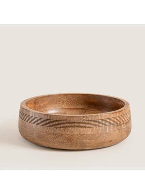 Chakra Raye Ahşap Çukur Tabak 28x28x8 cm Natural