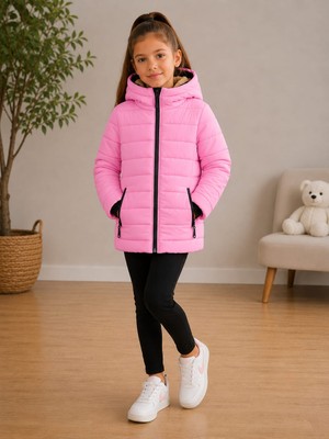 Dublino Kids Kız Çocuk Su ve Rüzgar Geçirmez Içi Kürklü Kapişonlu Mont