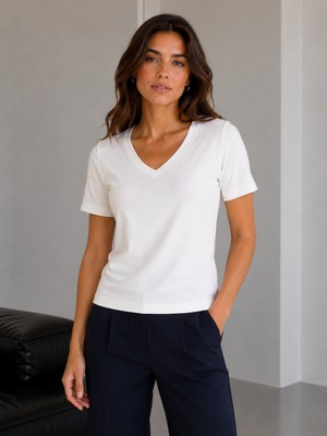 Sortie Collection Kadın V Yaka Premium Modal Kumaş Basic Tişört