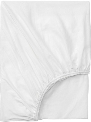 IKEA Tek Kişilik Beyaz Lastikli Çarşaf 80X200 cm - Pamuklu Yumuşak Doku - Yatak Çarşafı