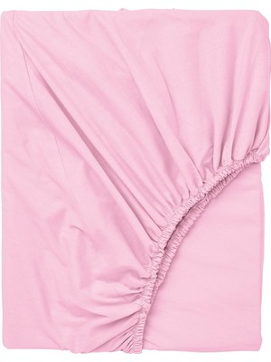 IKEA Tek Kişilik Pembe Lastikli Çarşaf 90X200 cm - Pamuklu Yumuşak Doku - Yatak Çarşafı