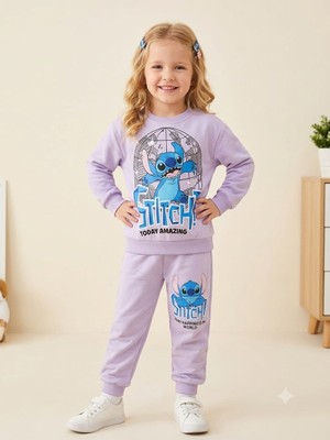 Wikiboom 2 Iplik Fırçalı Kumaş % 100 Pamuk Pastel Renk Stitch Baskı Kız Çocuk Takım