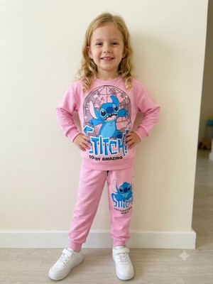 Wikiboom 2 Iplik Fırçalı Kumaş % 100 Pamuk Pastel Renk Stitch Baskı Kız Çocuk Takım