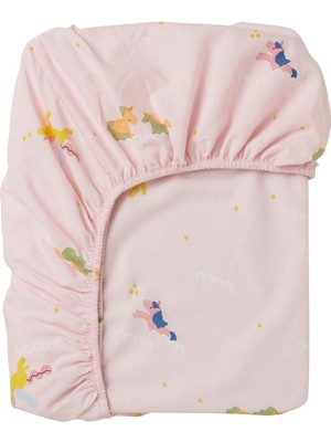 IKEA Çocuk Pembe Lastikli Çarşaf 90X200 cm - Pamuklu Yumuşak Doku - Yatak Çarşafı